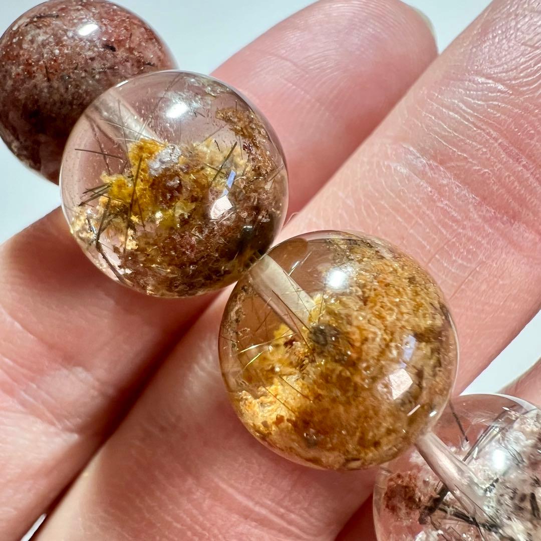 希少！ガーデンクォーツ×ルチルクォーツ 共生ブレスレット【一点物】ゴールドルチル