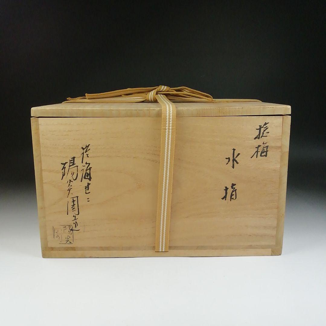 Ｔ６８９　水指　『捻梅　水指』『膳所焼』『淡海ぜぜ 陽炎園 造』　共箱　茶道具