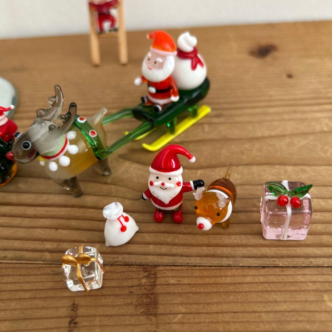 ガラス細工　クリスマス　梯子サンタ　ツリー　トナカイ　プレゼント