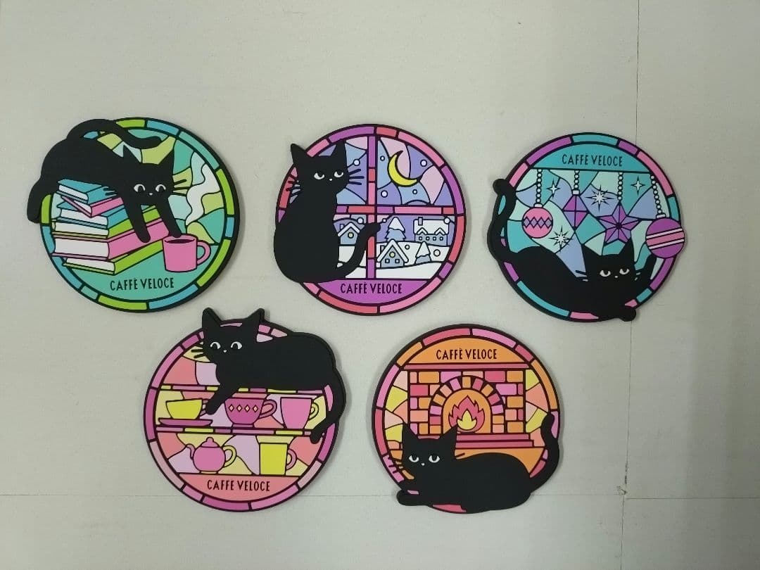 CAFFE VELOCE ベローチェ 黒猫 ラバーコースター５種　コンプリート！