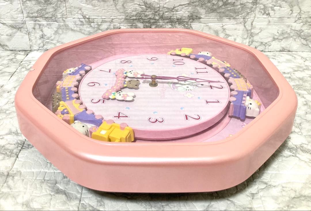 【完動品 美品】CITIZEN サンリオ ハローキティ 掛け時計 ピンクパール