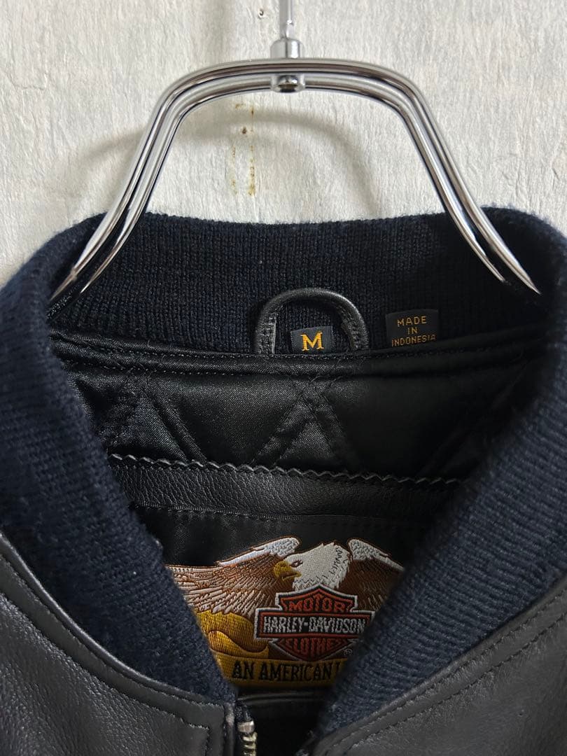 90s ハーレーダビッドソン レザージャケット M ブラック×オレンジ ボンバー