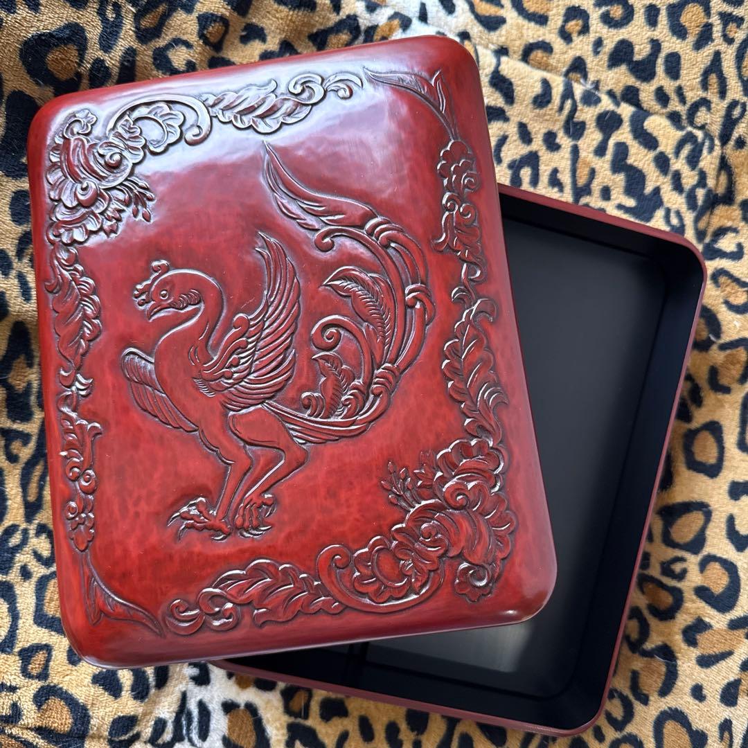 鎌倉彫★美品大作★鳳凰漆文箱