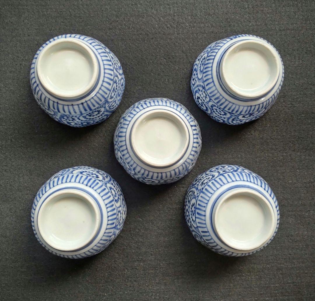 染付　蛸唐草　蕎麦猪口　５客