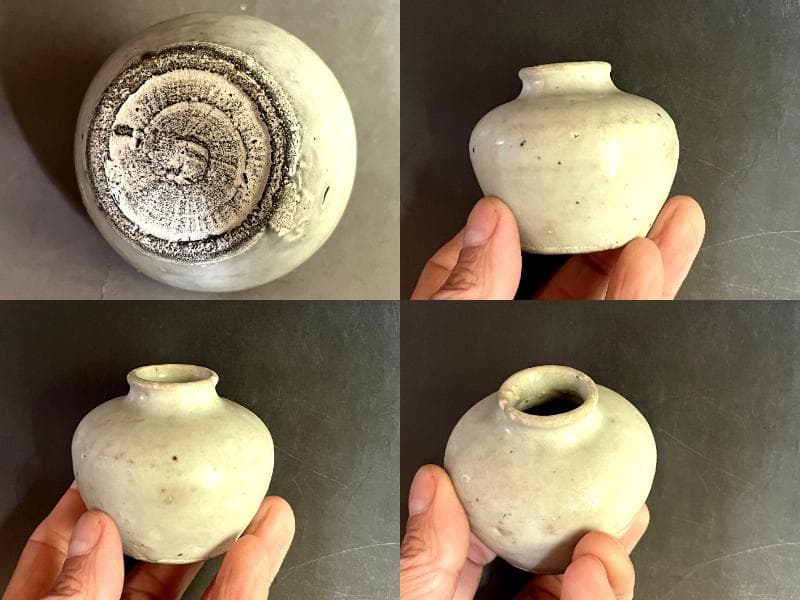 壷■李朝 小壺 白釉 水滴 オブジェ アンティーク 白釉 古玩 時代物 骨董品■