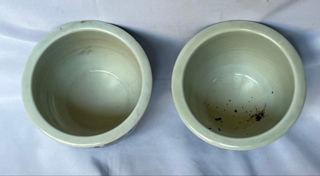 大明嘉靖年製 小鉢2点セット 赤絵 色絵 五彩 中国陶磁器　筆入れ 書道具 骨董