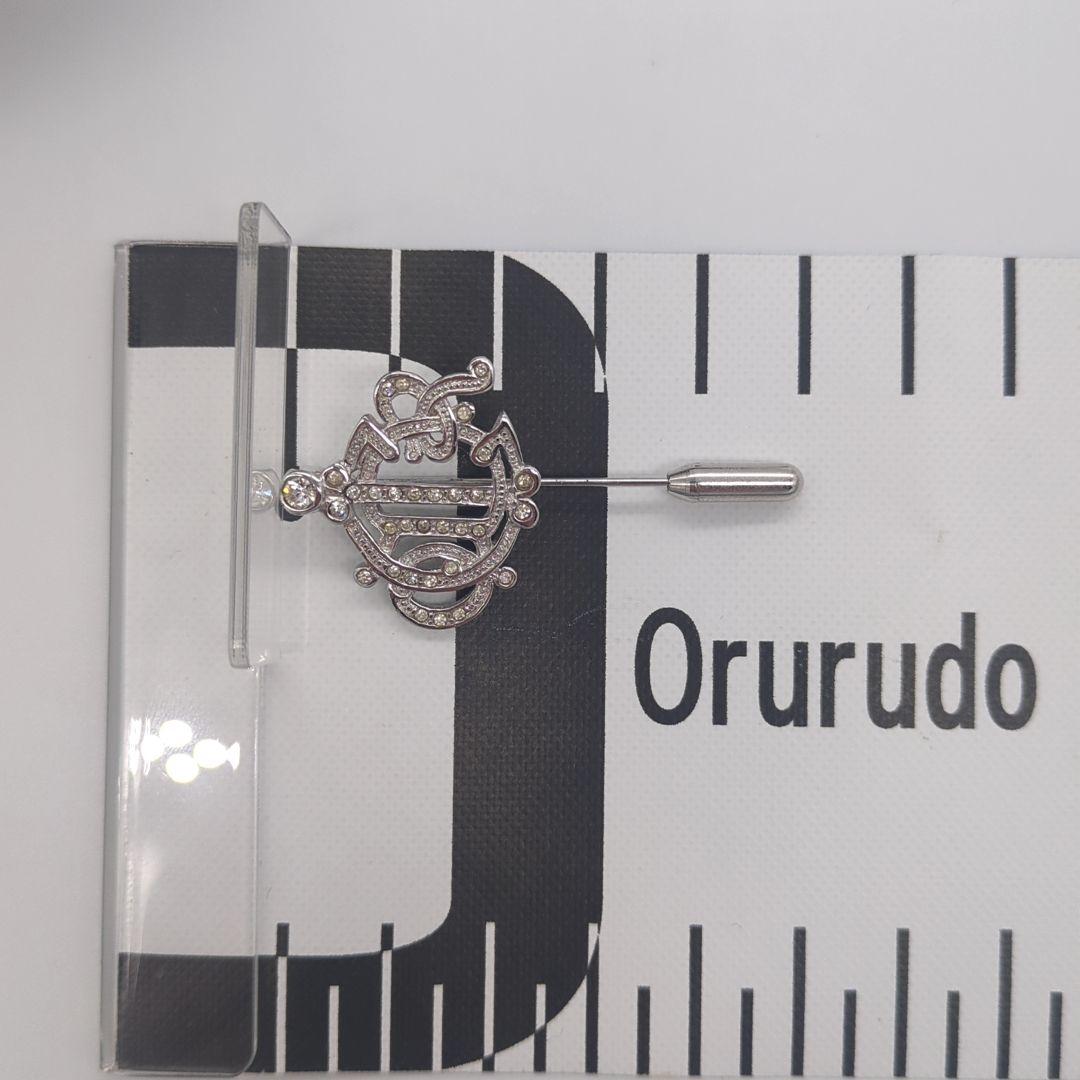 DIOR ディオール 旧ロゴ　ラインストーン ブローチ シルバー メタル