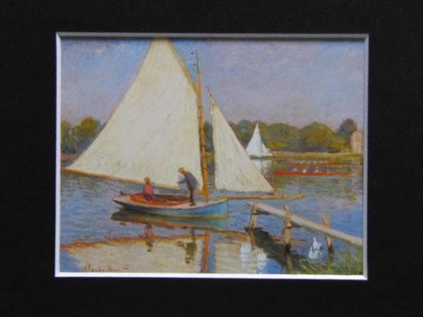 クロード・モネ、【アルジャントゥイユの小舟】、希少画集画、新品高級額