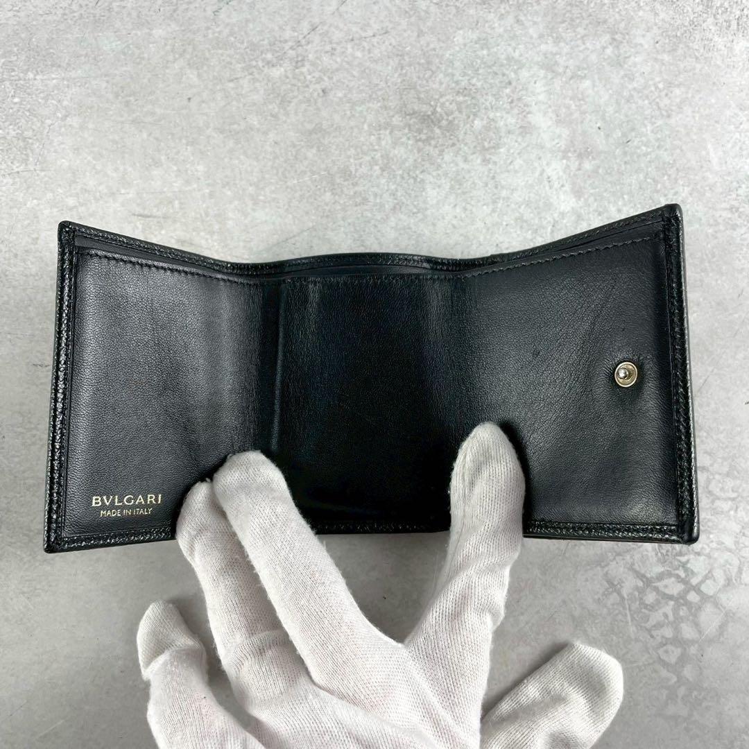 【美品】ブルガリ 三つ折り財布 ビーゼロワン ブラック レザー