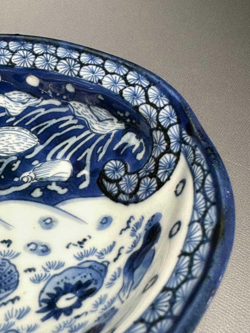 古伊万里　貝尽くし紋様　変形皿　2枚セット　染付皿