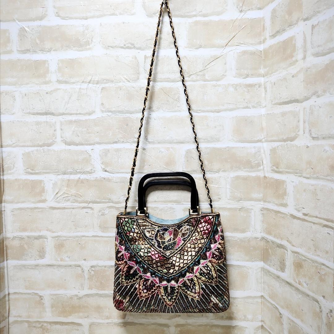 ★はしもと/LUMY「薔薇孔雀」フォーマル 2WAYトートバッグ 美品 希少レア