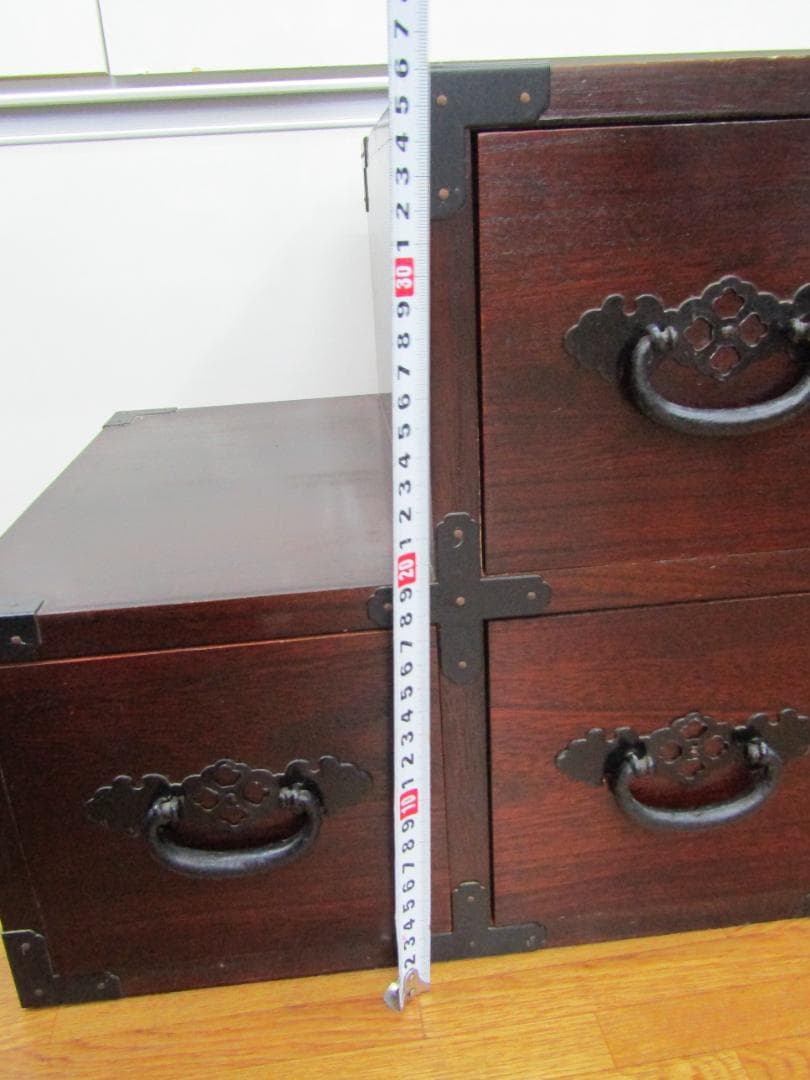 階段箪笥　昭和レトロ　ヴィンテージ　木製2段引き出しタンス