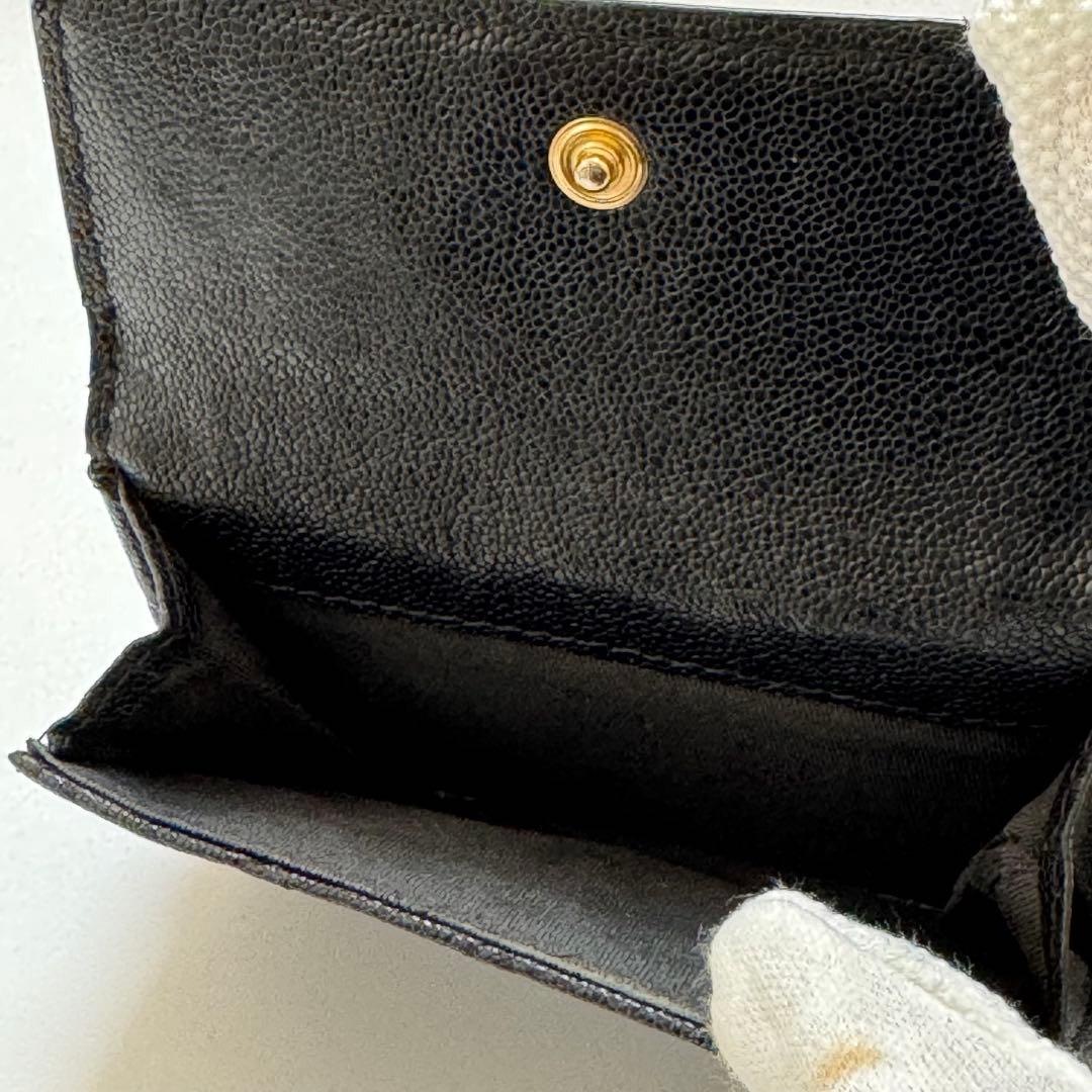 CHANEL シャネル ボーイシャネル マトラッセ 三つ折財布 キャビアスキン
