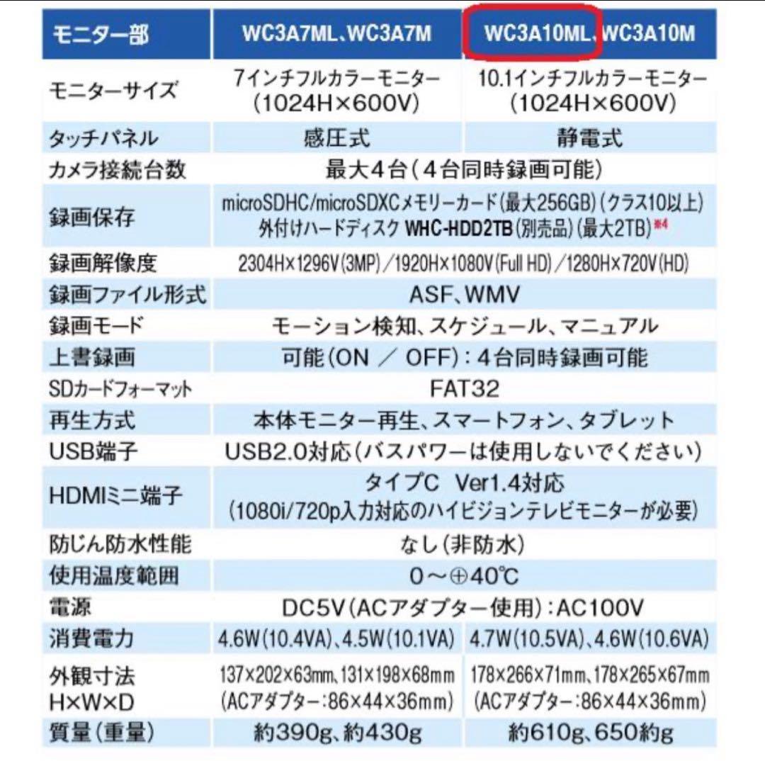MASPRO ワイヤレス防犯カメラセット WC3A10ML