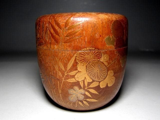 ＜土日限定価格＞駒沢利斎 桐木地 中棗 裏千家十四代 淡々斎花押　　　m129