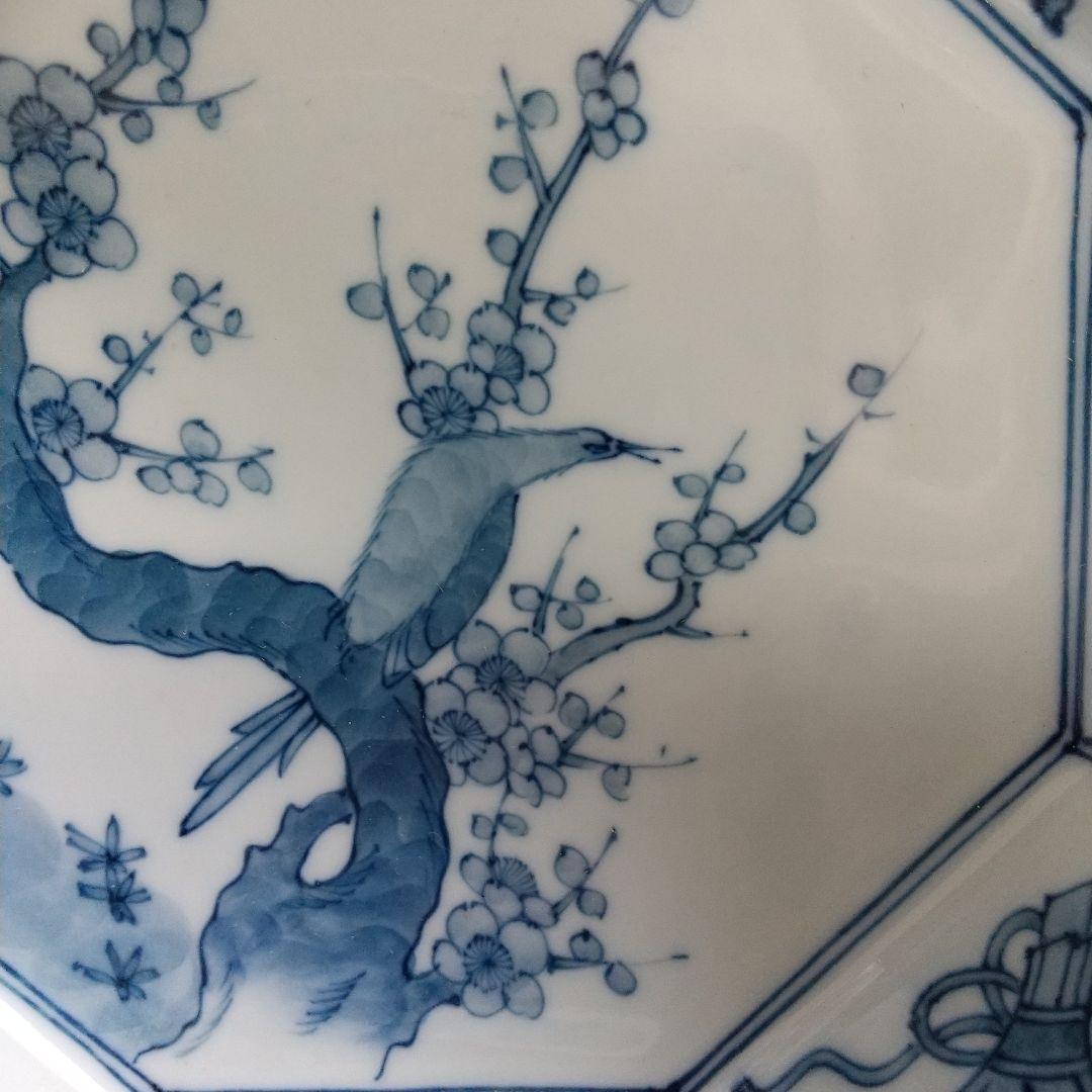 源右衛門⭐️染付梅鶯見込 八角型 角鉢