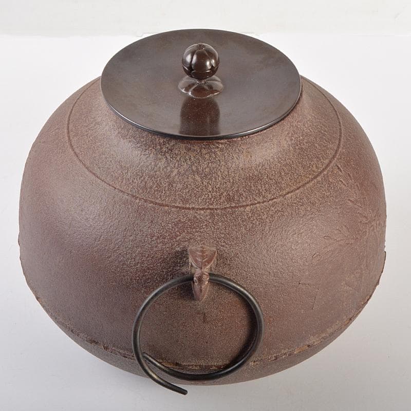 茶道具　人間国宝　釜師　高橋敬典作　桐文　真形釜　鉄釜　共布共箱　MR7512B