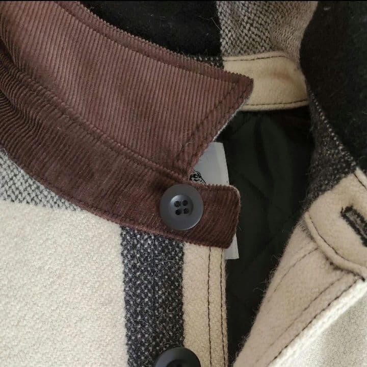 エクストララージ ジャケット アウター ウール モノクロ チェック柄 中綿