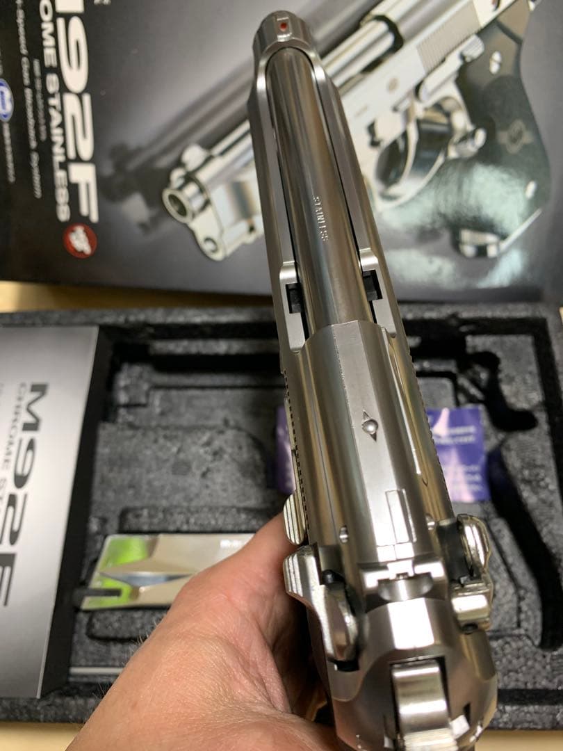 美品東京マルイM92Fクロームステンレス　ガスブローバック 固定ホップ管5/91