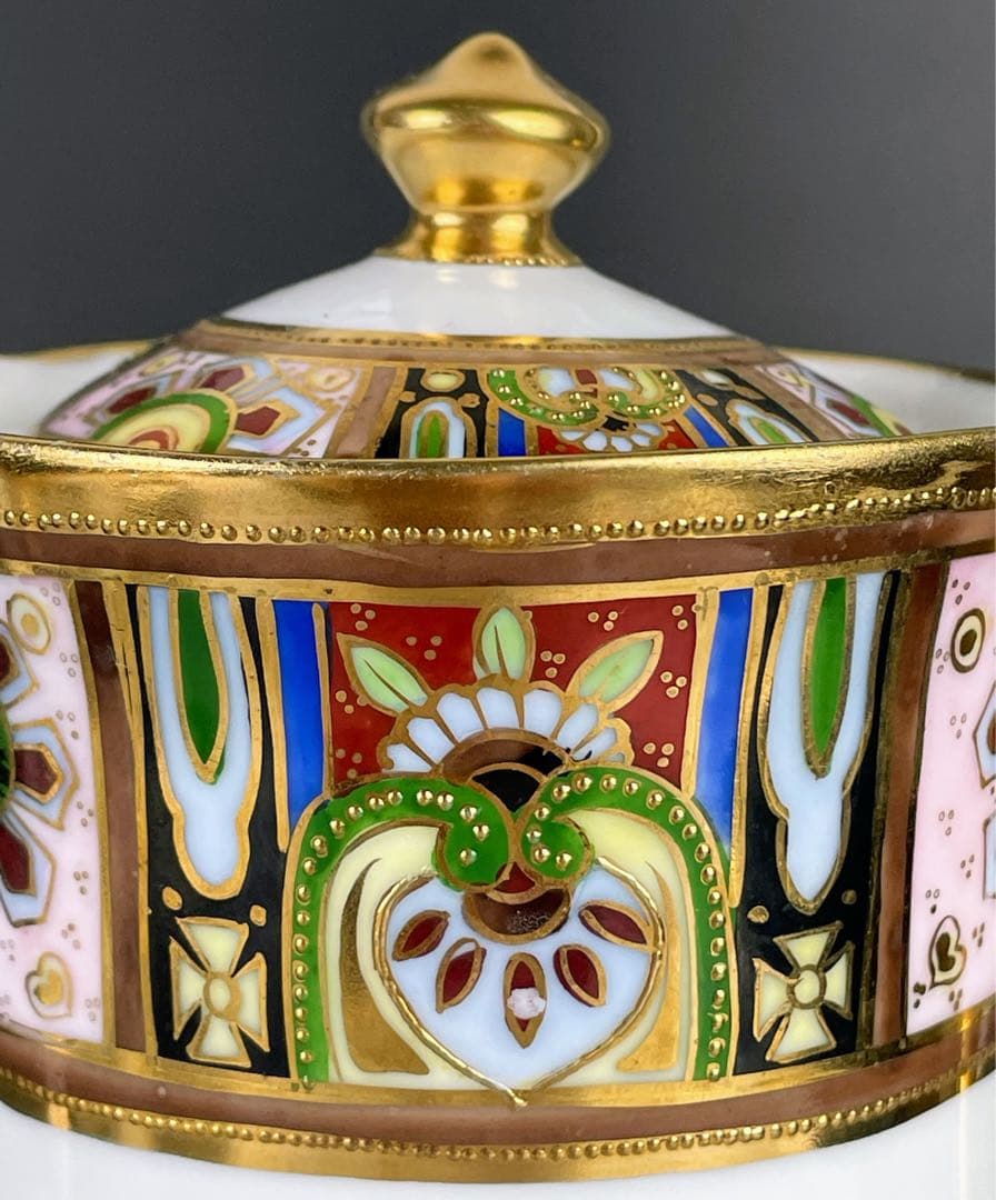 【美品】オールドノリタケ 金盛り チョコレートポット ３小皿 1ソーサー セット