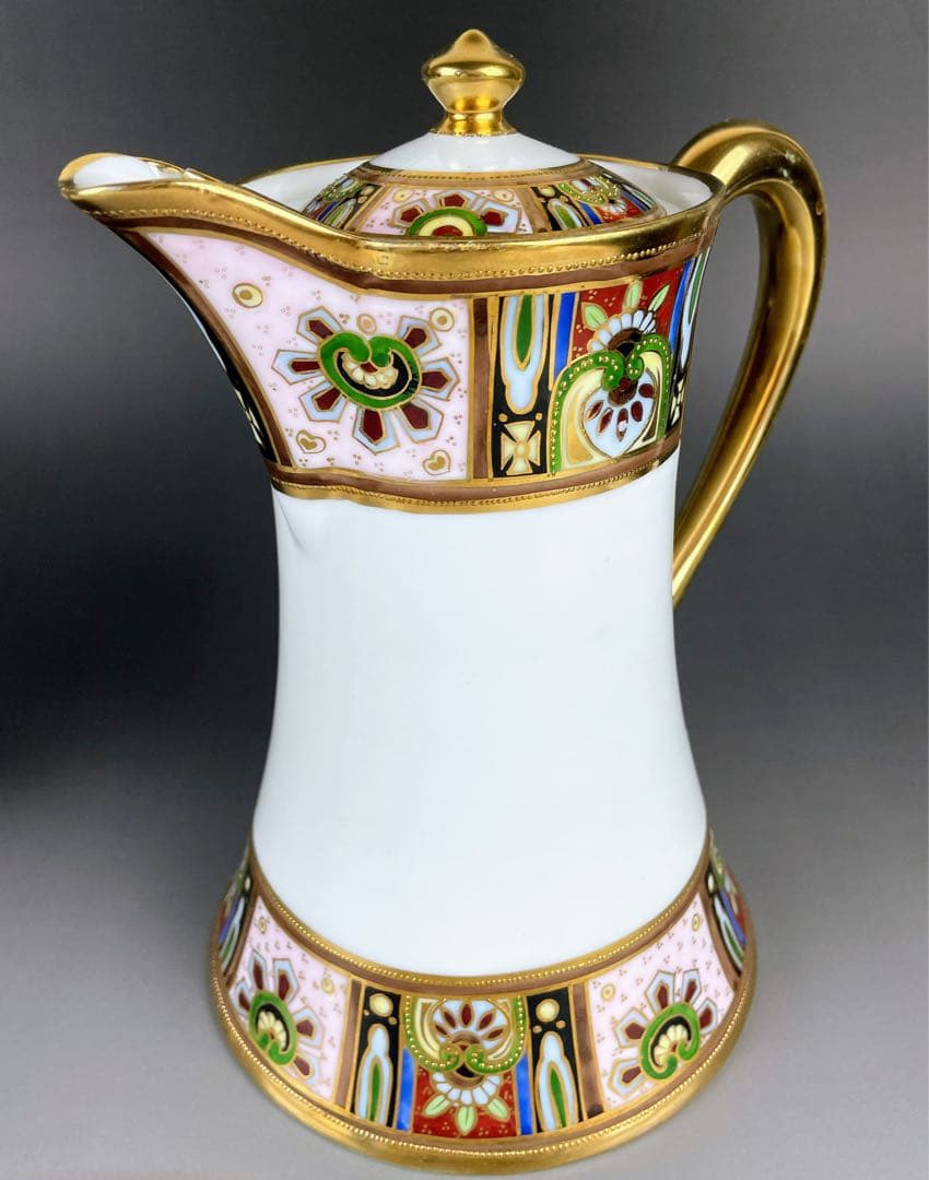 【美品】オールドノリタケ 金盛り チョコレートポット ３小皿 1ソーサー セット