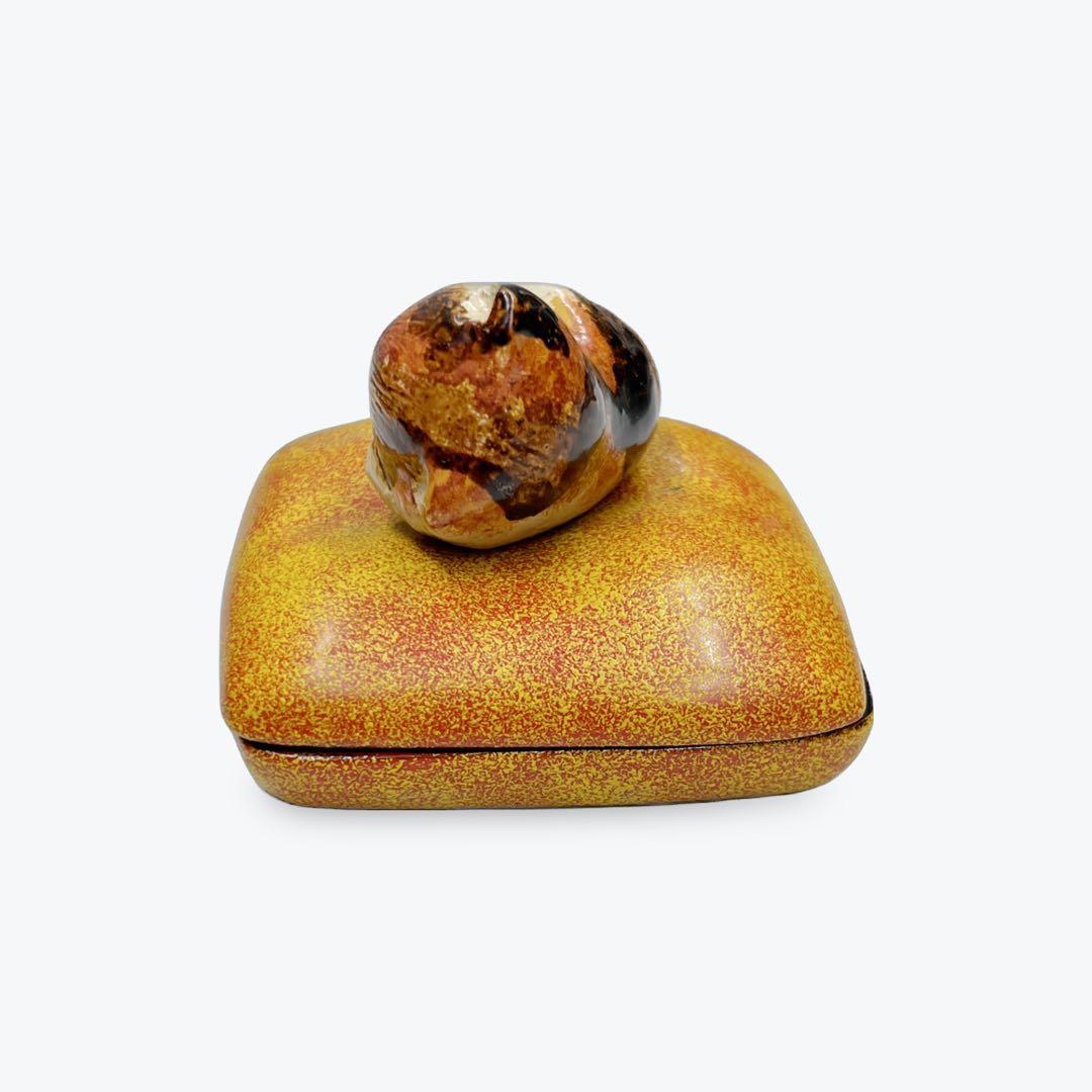 【特価】香合　乾漆　猫　茶道具