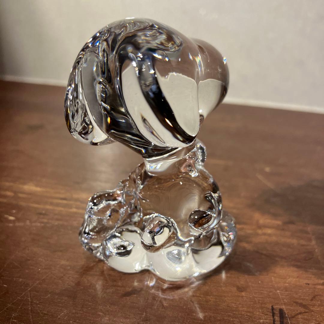 スヌーピー 佐々木硝子 クリスタル ペーパーウェイト 置物時計 SNOOPY