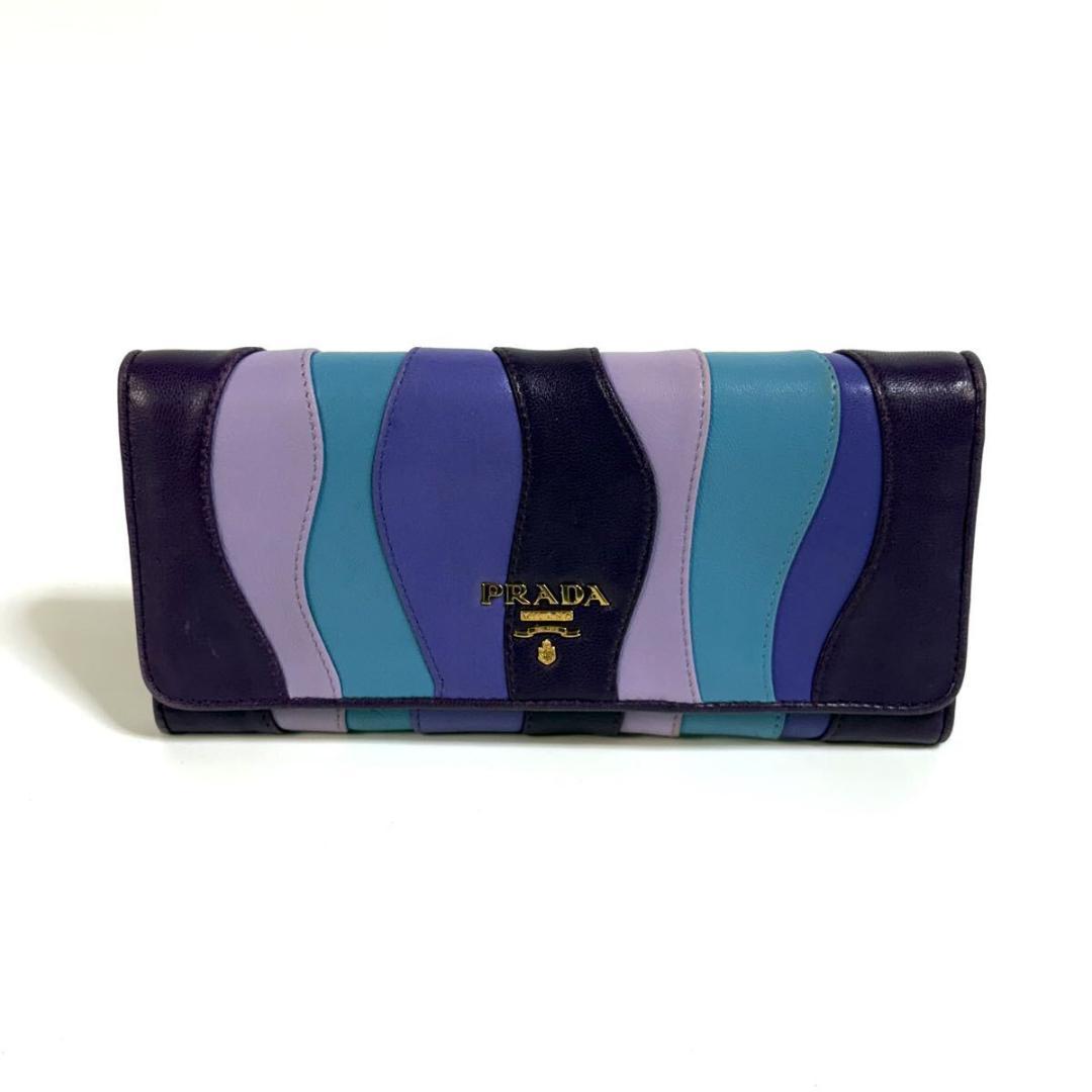 【美品】PRADA サフィアーノ レザー 二つ折り財布 イタリア製 元箱付