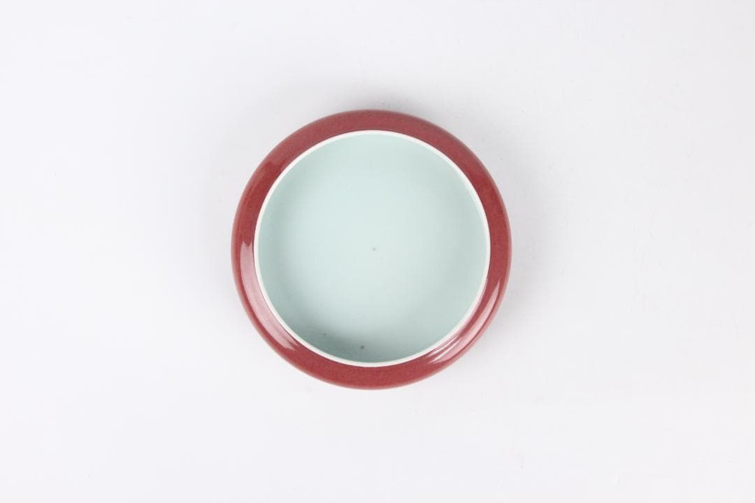 中国美術　釉裏紅　水洗　大清康熙年製款　文房具　書道具　筆洗 ESM12-2