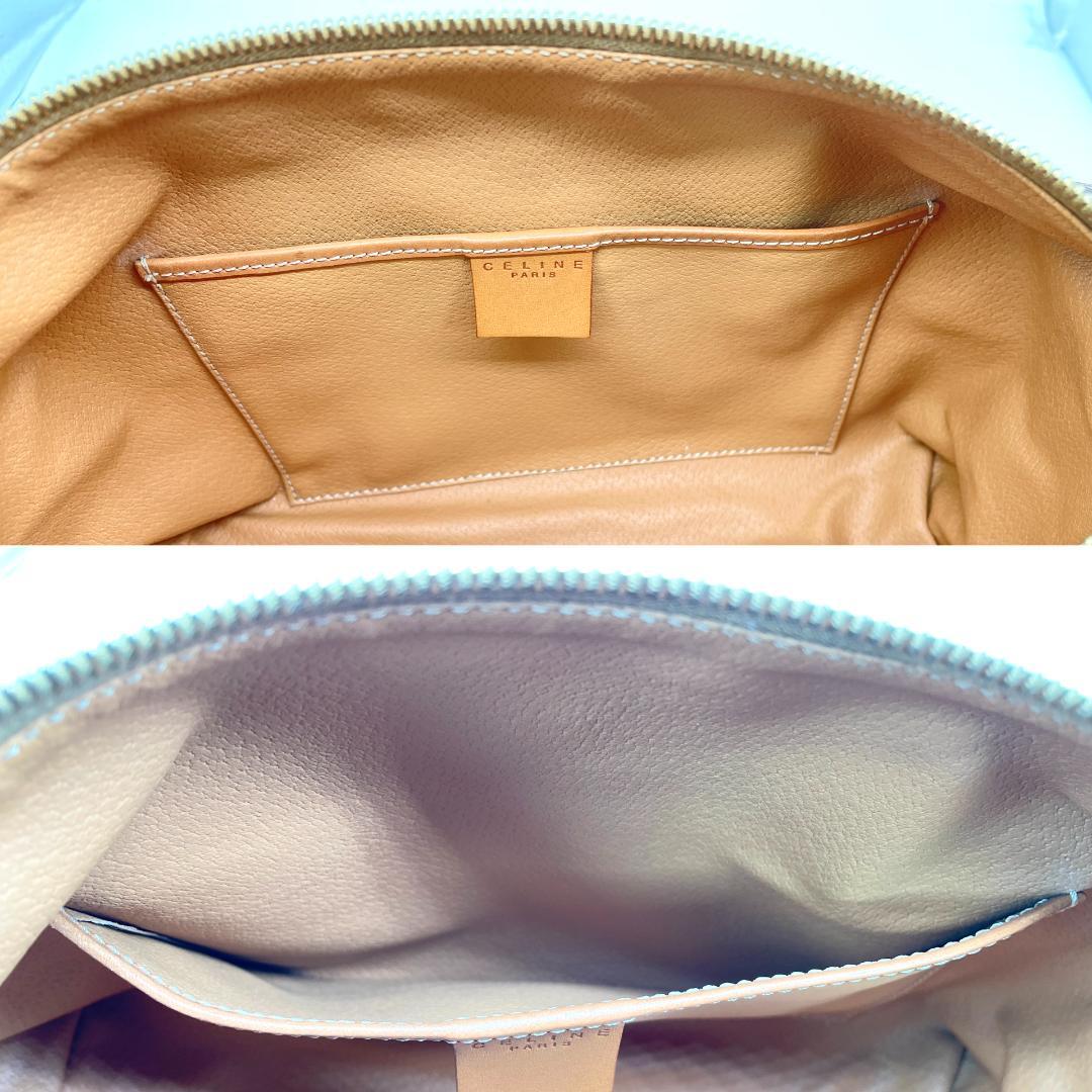 即配【美品】CELINE マカダム柄 ブラウン ハンドバッグ オールドセリーヌ