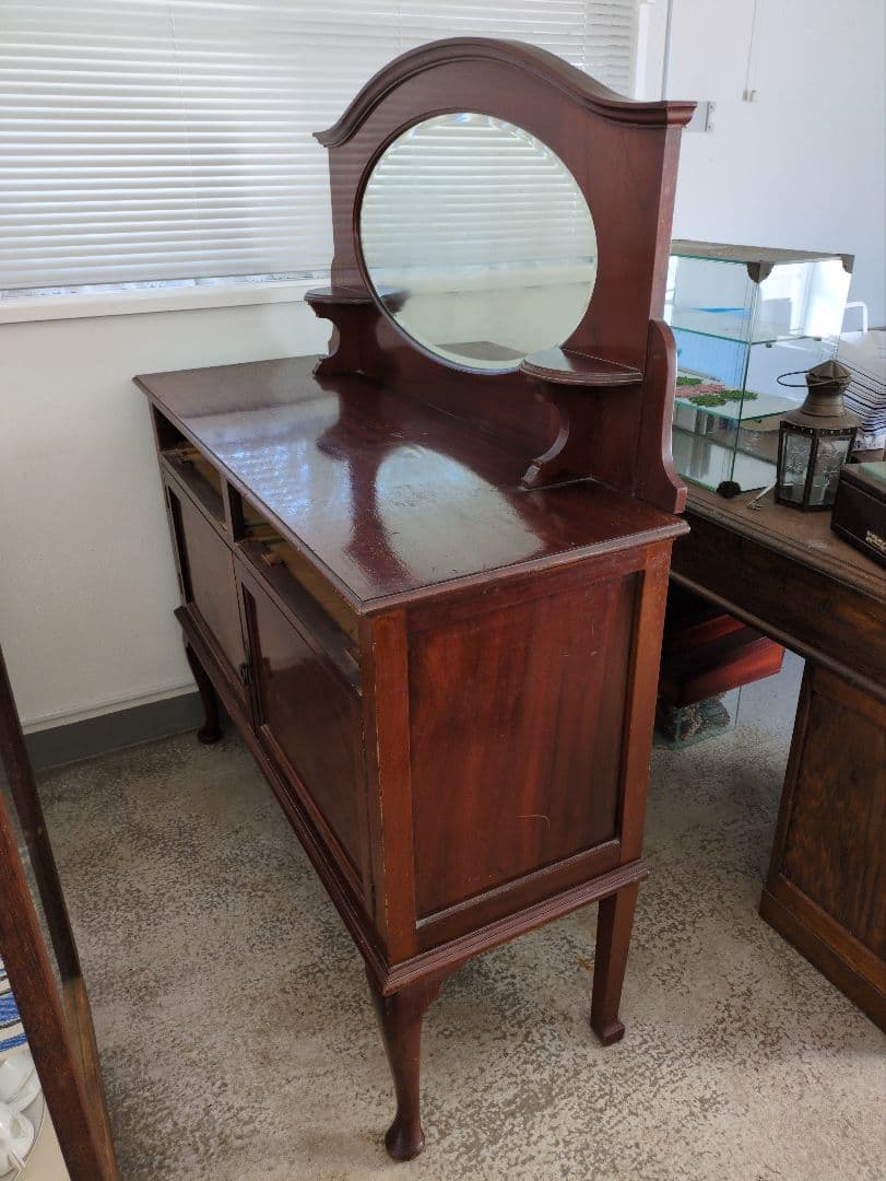 イギリスアンティーク ドレッサー シェルフ 鏡台 猫足