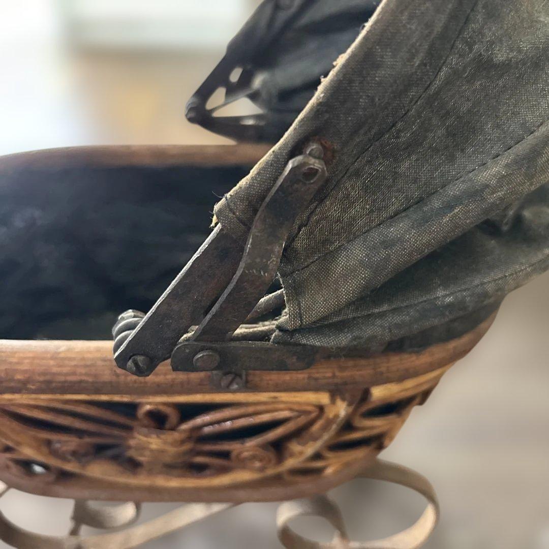 [お値下げ]アンティーク　木製ドール用ベビーカー