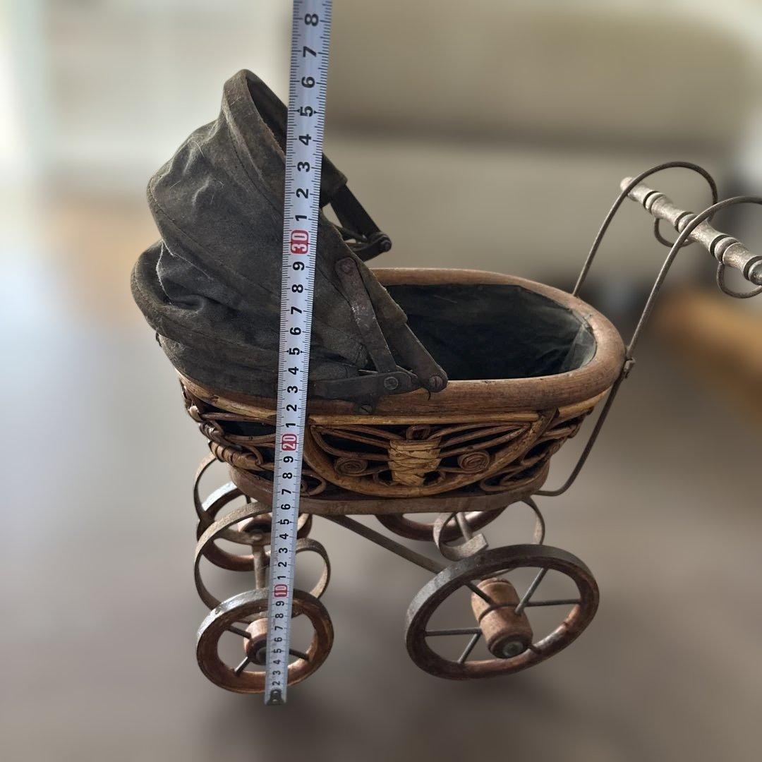 [お値下げ]アンティーク　木製ドール用ベビーカー