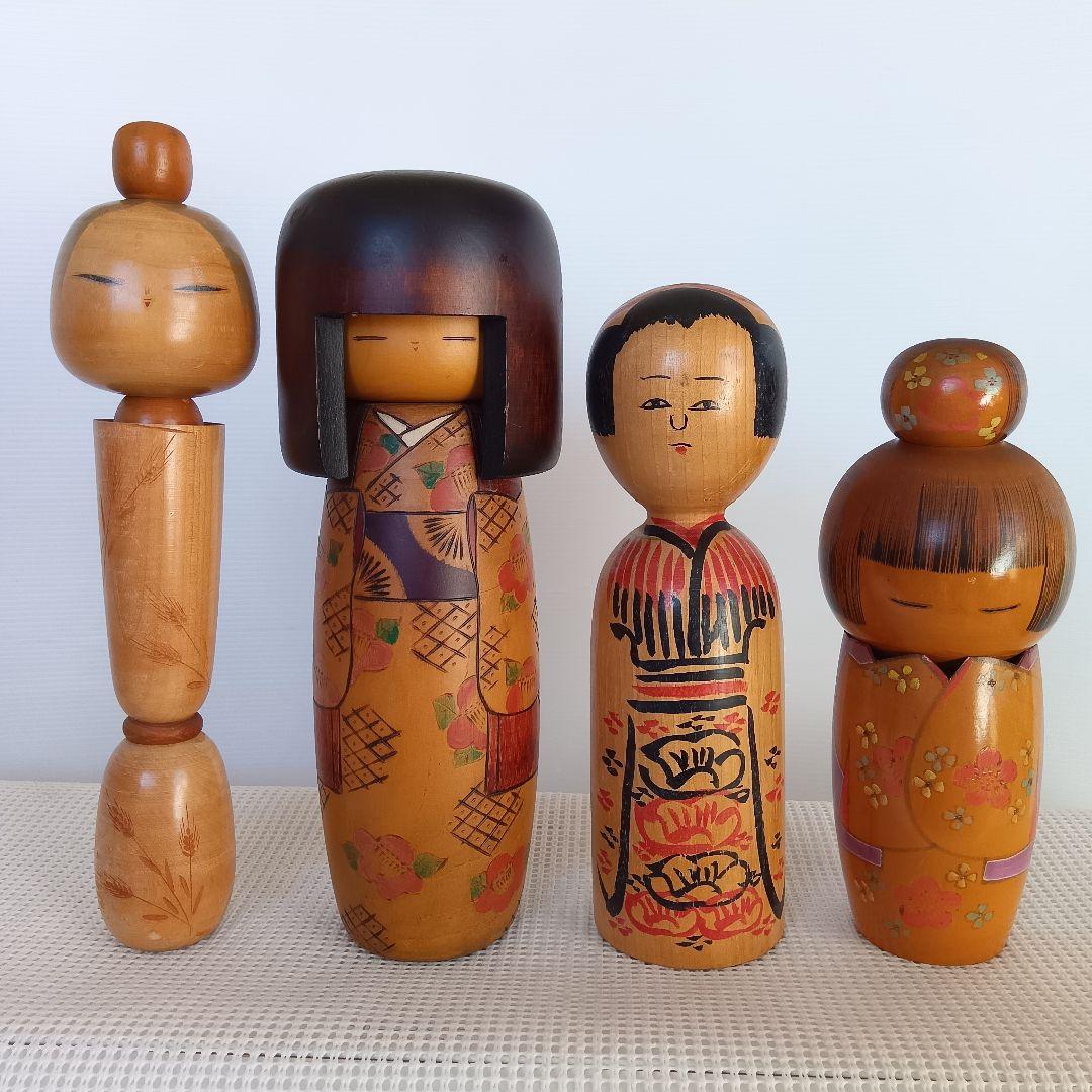 創作こけし　伝統こけし　4体