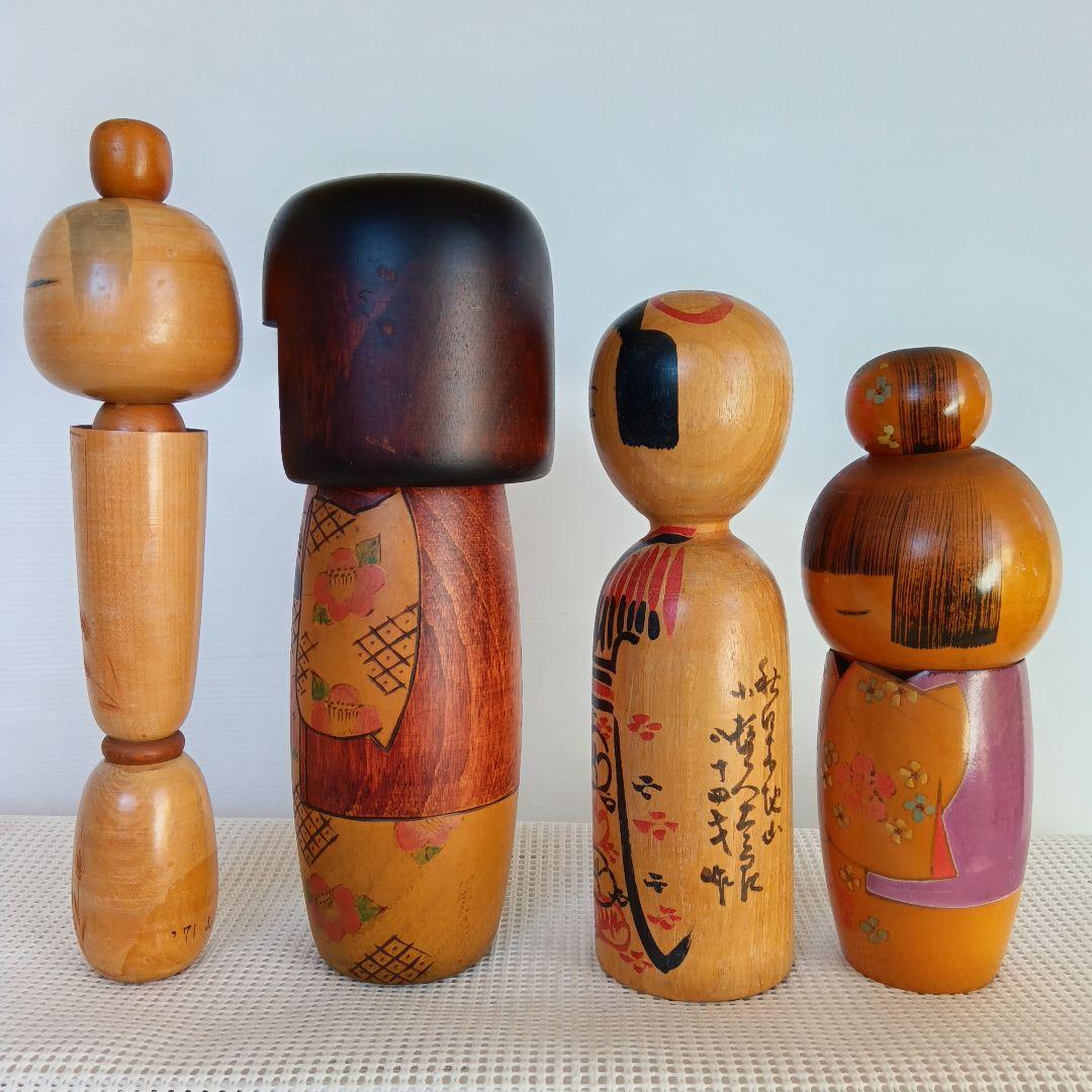 創作こけし　伝統こけし　4体