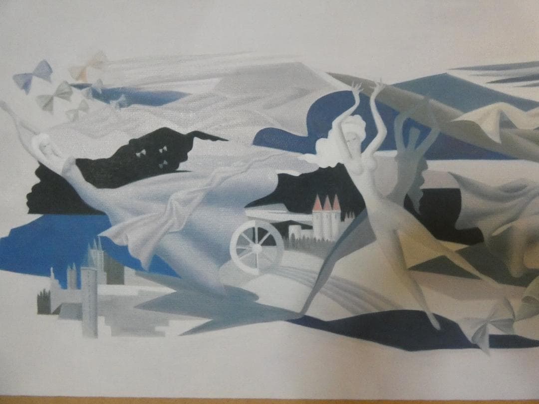 user_2e385f1e　油彩　東郷青児天使の樂園　額装済み 肉筆手描き