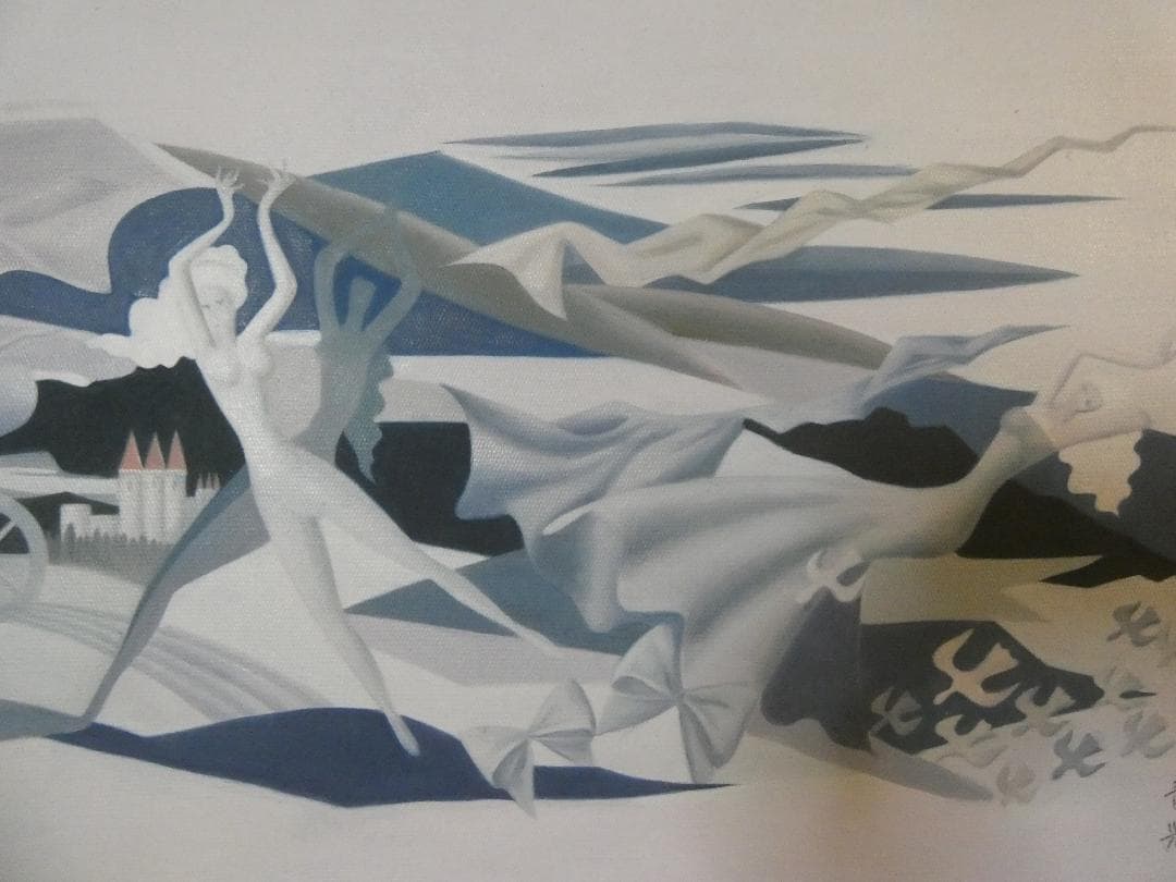 user_2e385f1e　油彩　東郷青児天使の樂園　額装済み 肉筆手描き