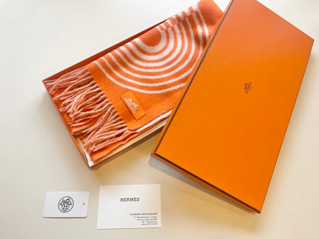 HERMES エルメス カシミヤ100% マフラー 極美品　箱付