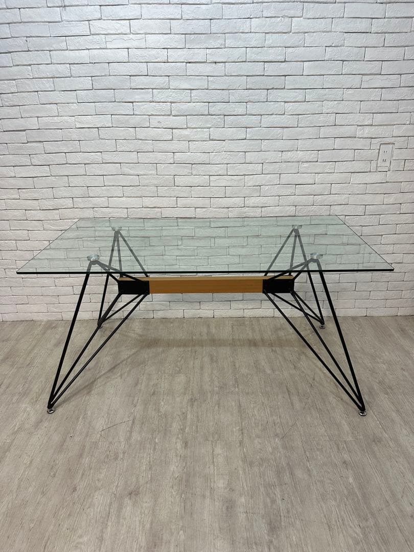 【東京都23区配送無料】デザイナーズ　ガラス　ダイニングテーブル　リビング　格安