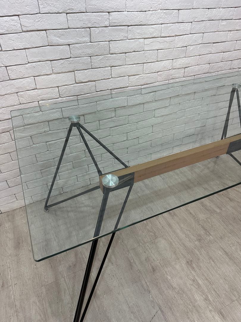 【東京都23区配送無料】デザイナーズ　ガラス　ダイニングテーブル　リビング　格安