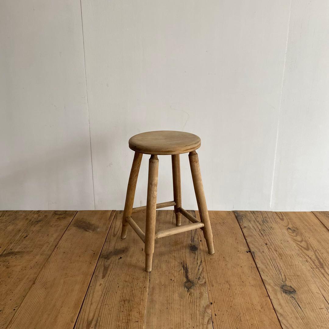 アンティーク スツール 椅子 無垢材 無塗装 シャビー z844