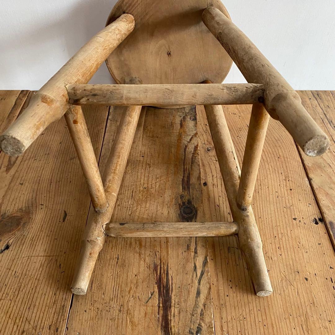 アンティーク スツール 椅子 無垢材 無塗装 シャビー z844