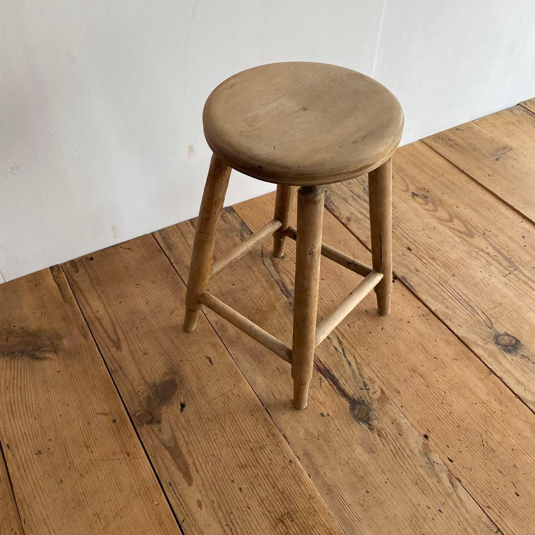 アンティーク スツール 椅子 無垢材 無塗装 シャビー z844