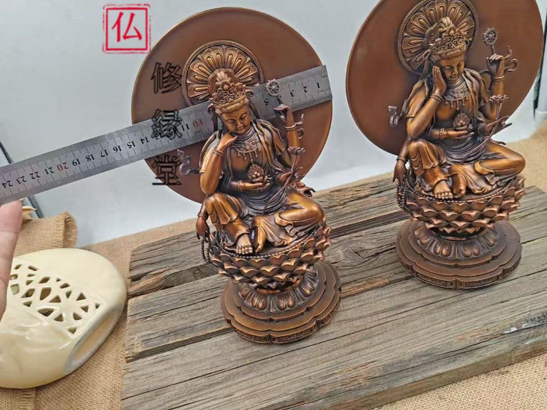 【修縁堂】青銅着色 如意輪観音 仏像坐像 祈る厄除