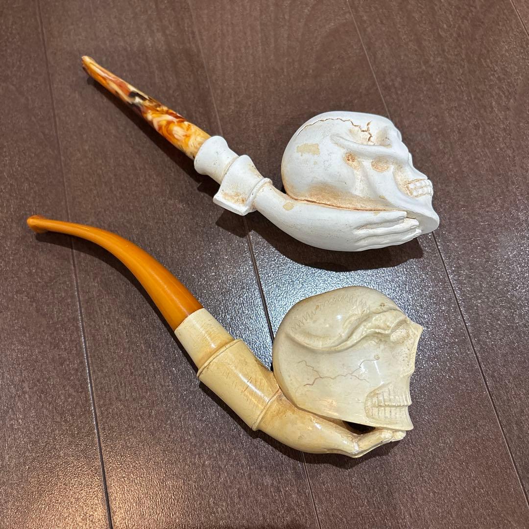 ビンテージ　スカル & ハンド　パイプ　2個セット　メシャム　陶器