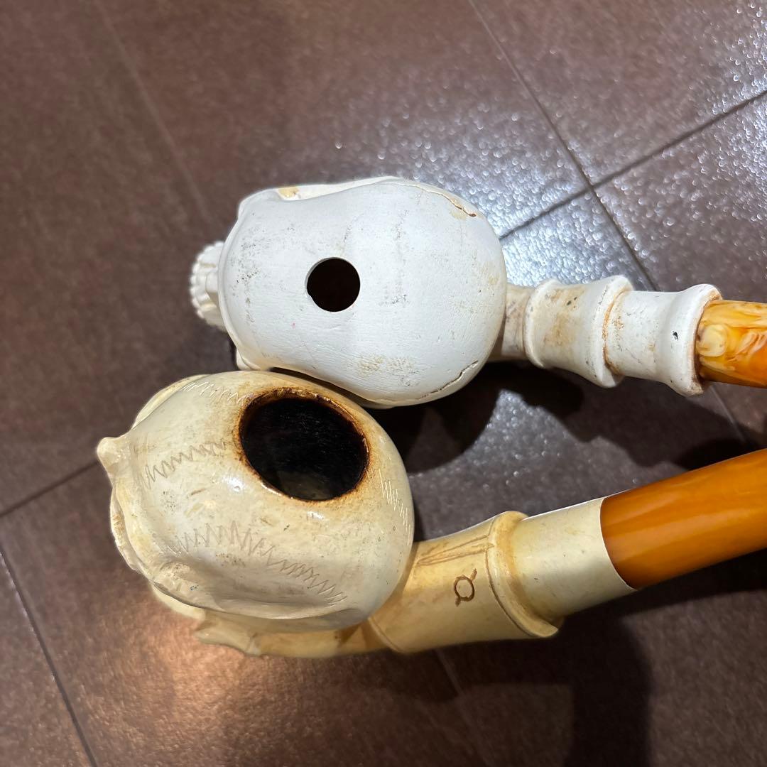 ビンテージ　スカル & ハンド　パイプ　2個セット　メシャム　陶器