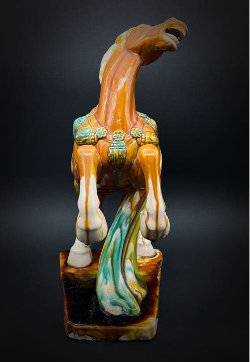 美術品 唐三彩 馬 置物