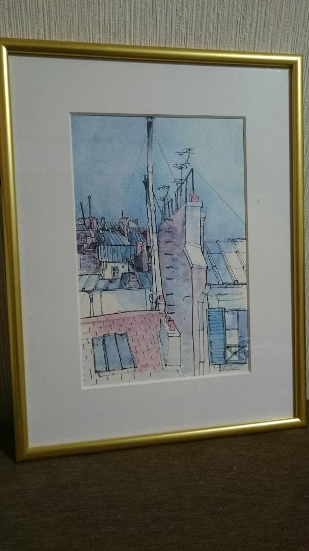 久保晃　A・KUBO　パリの屋根（モンマルトルにて）　水彩