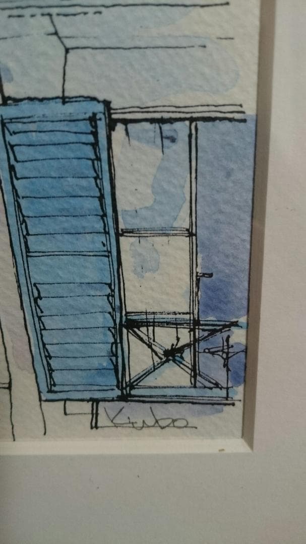 久保晃　A・KUBO　パリの屋根（モンマルトルにて）　水彩