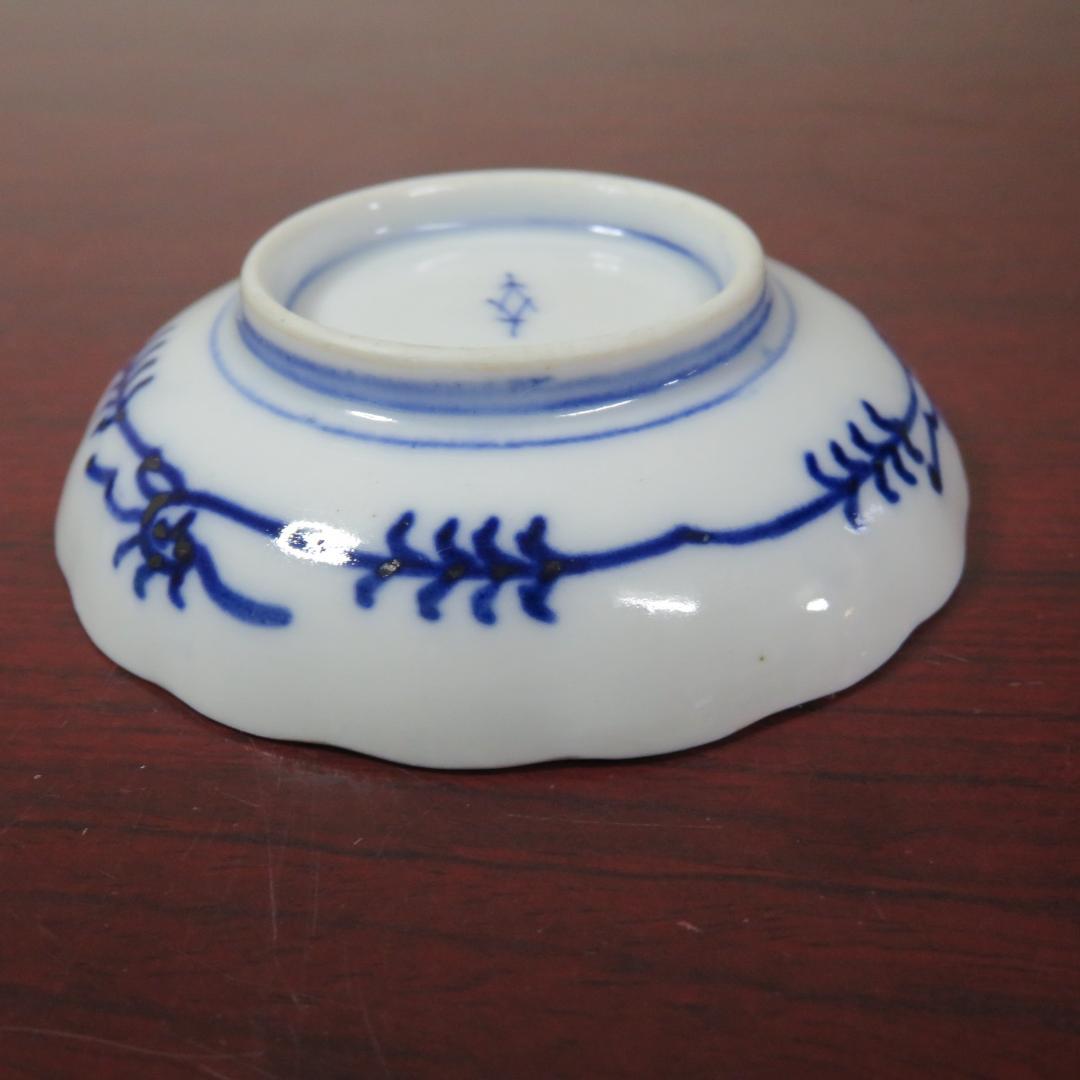 手塩皿 龍 染付 その2 5枚 色絵 金彩 小皿 明治 花弁